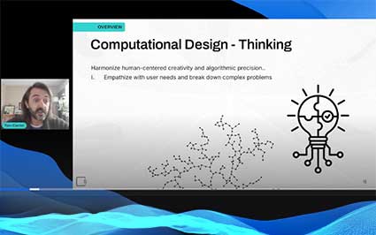 Thomas Carrier presenting Slate's webinar on computational design