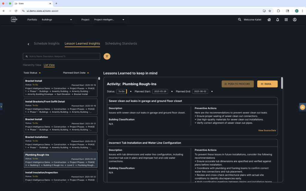 Lessons Learned Insights: AI powered construction insights
