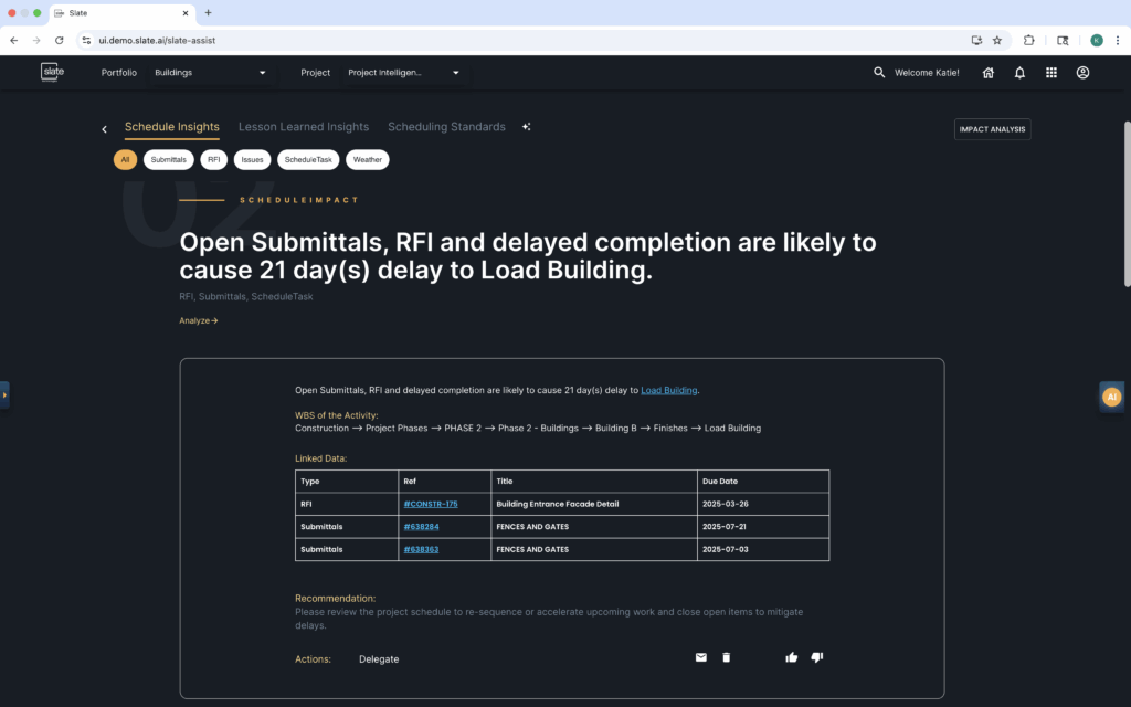 Schedule Insights: AI powered construction insights