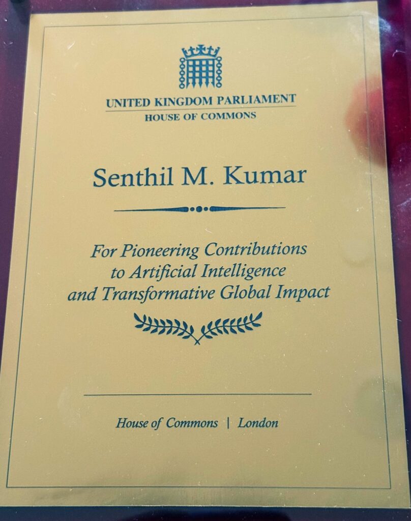 Senthil UK Parliament Award