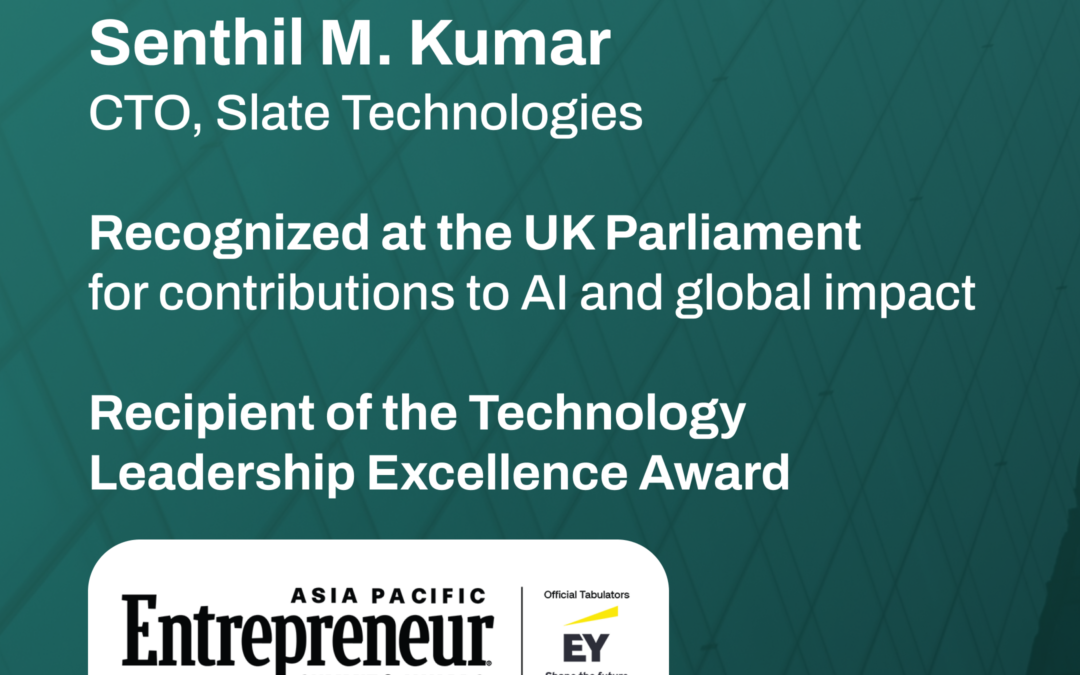 Slate CTO Senthil M. Kumar Recognized for Global AI Leadership and Technology Excellence